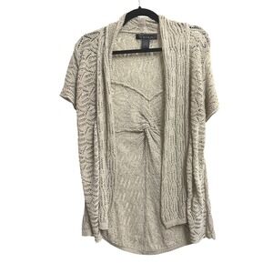 Venue Twist Back Pointelle Boho Open Front Short Sleeve Cardigan Vintage Y2K S